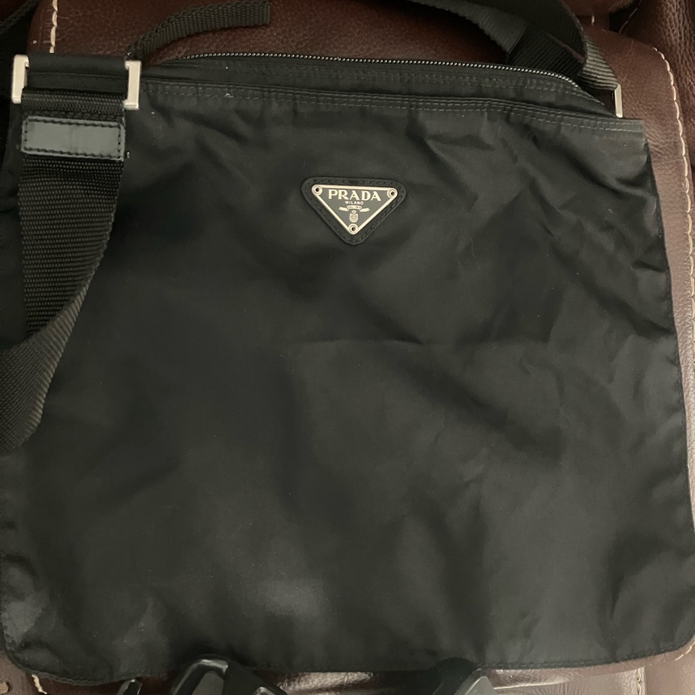 Prada Black Messenger Bag Sleek Nylon Design